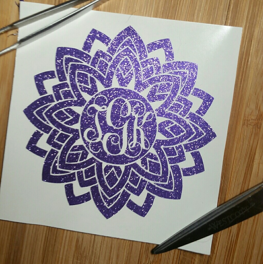 3.5" Glitter Mandala Monogram