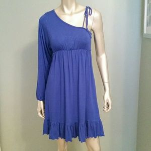 Cobalt Blue Asymmetrical One Sleeve Dress