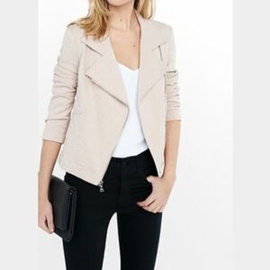 Express mink textured knit moto jacket
