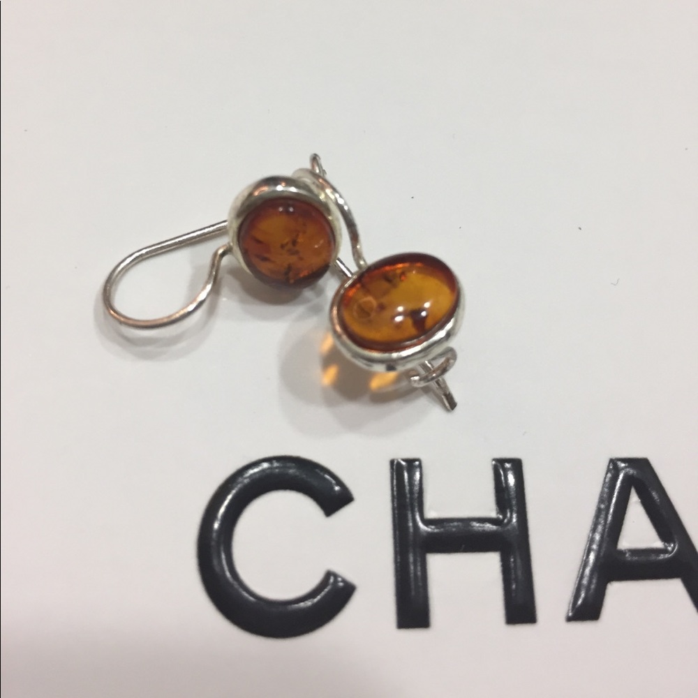 Genuine Amber set in Sterling silver earrings