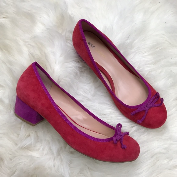 Sole Society Shoes - Sole Society Celine Colorblock Suede Low Heel Pump