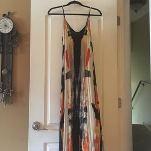 Abstract print, multi-colored maxi dress