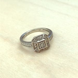 Authentic white gold, diamond, size 5.5 ring