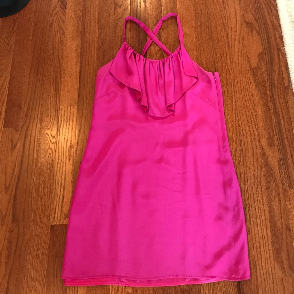 Leona by Lauren Leonard Hot Pink Silk Dress