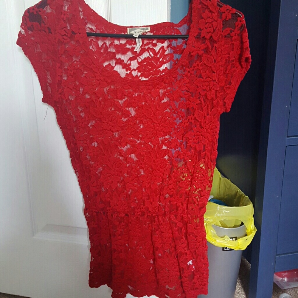 Peplum red floral top