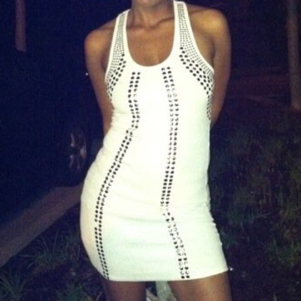 White Mini Dress w/ Silver Studs