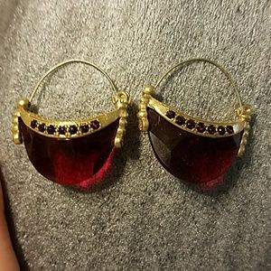 Gold and ruby earrings