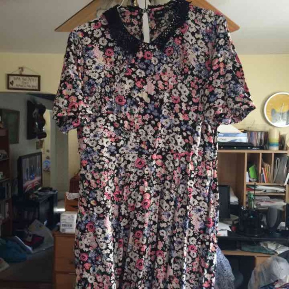 ASOS Curve Purple Floral Collared Dress