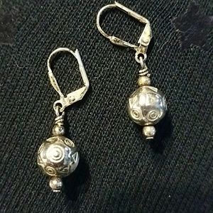 Handmade silver bead earrings