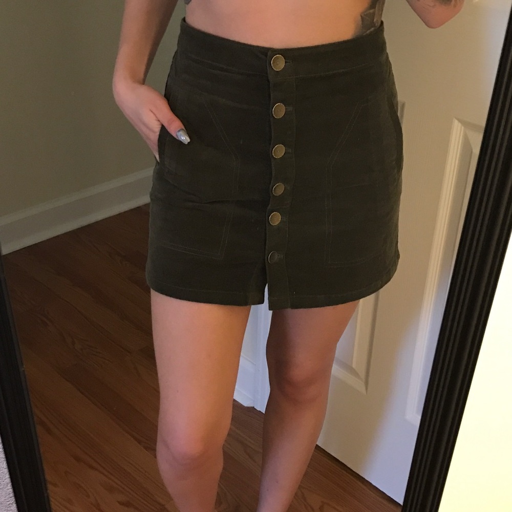 Green button up skirt