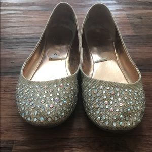 Gold glittery flats