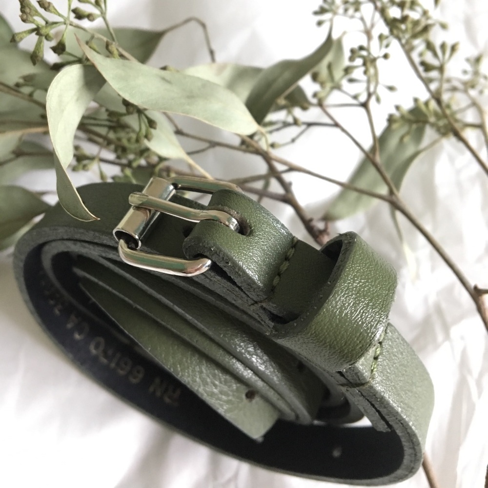 Genuine leather belt (olive color)