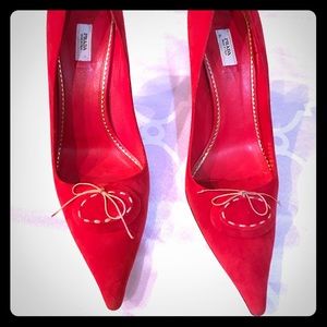 Suede red shoes