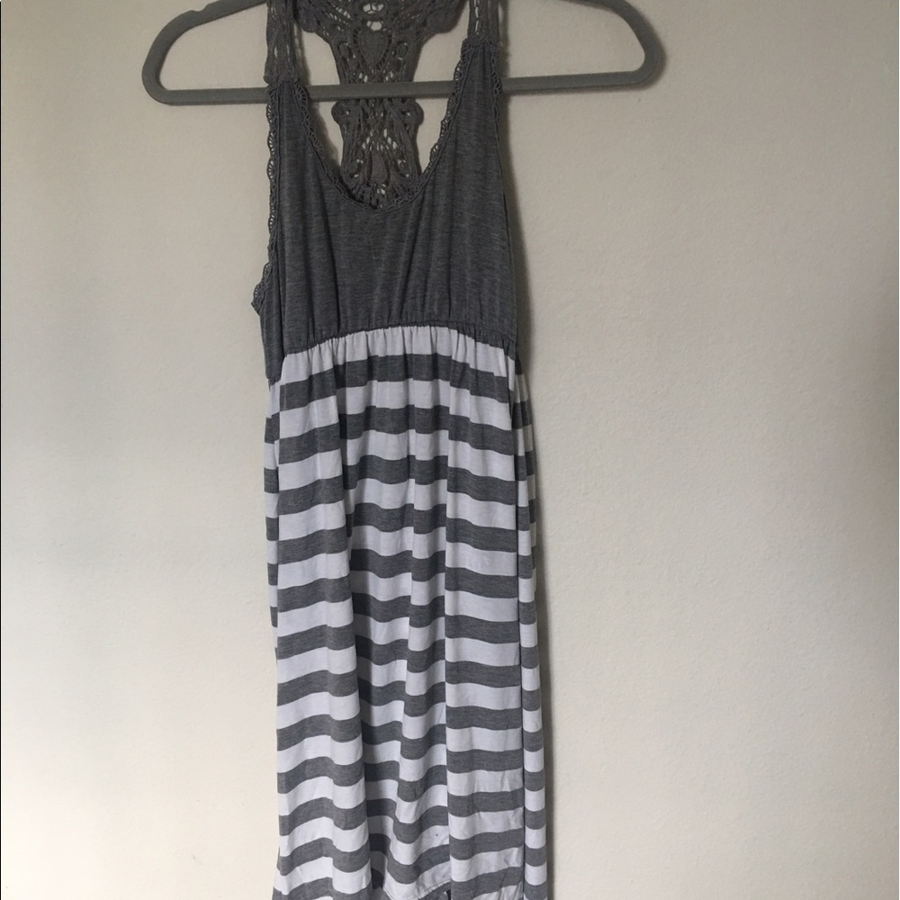 White and gray striped dress