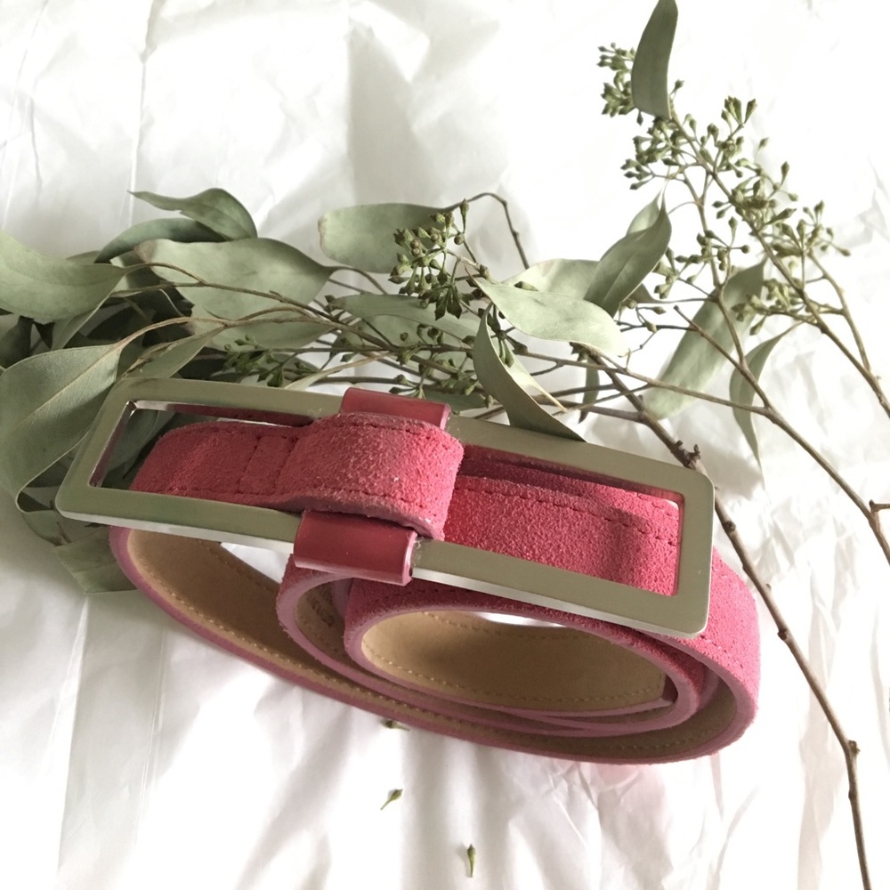 Pink suede genuine leather belt