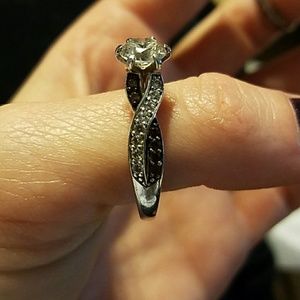 Black and diamond accent ring