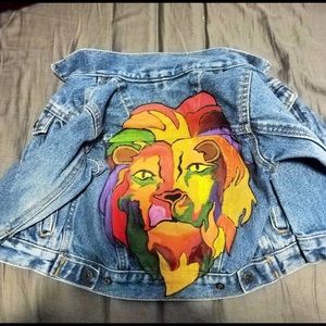 hand painted custom designed baby jean jacket