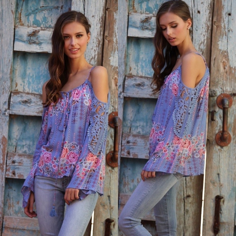 Boho Off the Shoulder Top Large - Picture 3 of 3