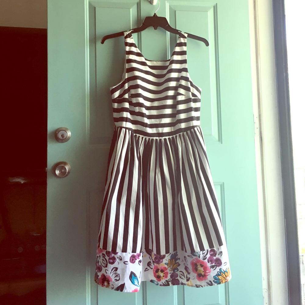 Striped and floral dress plus size mod cloth