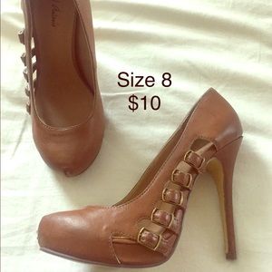 Brown Buckle Heels