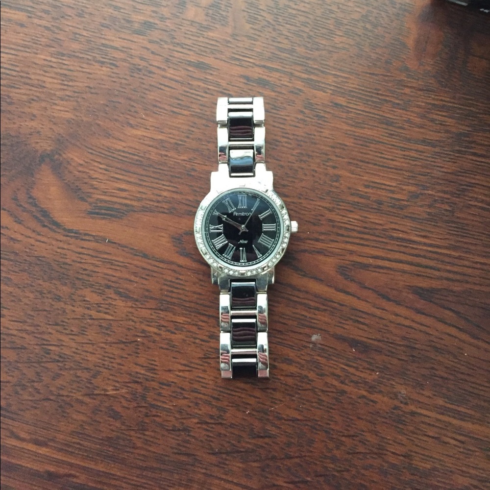 Black and silver watch
