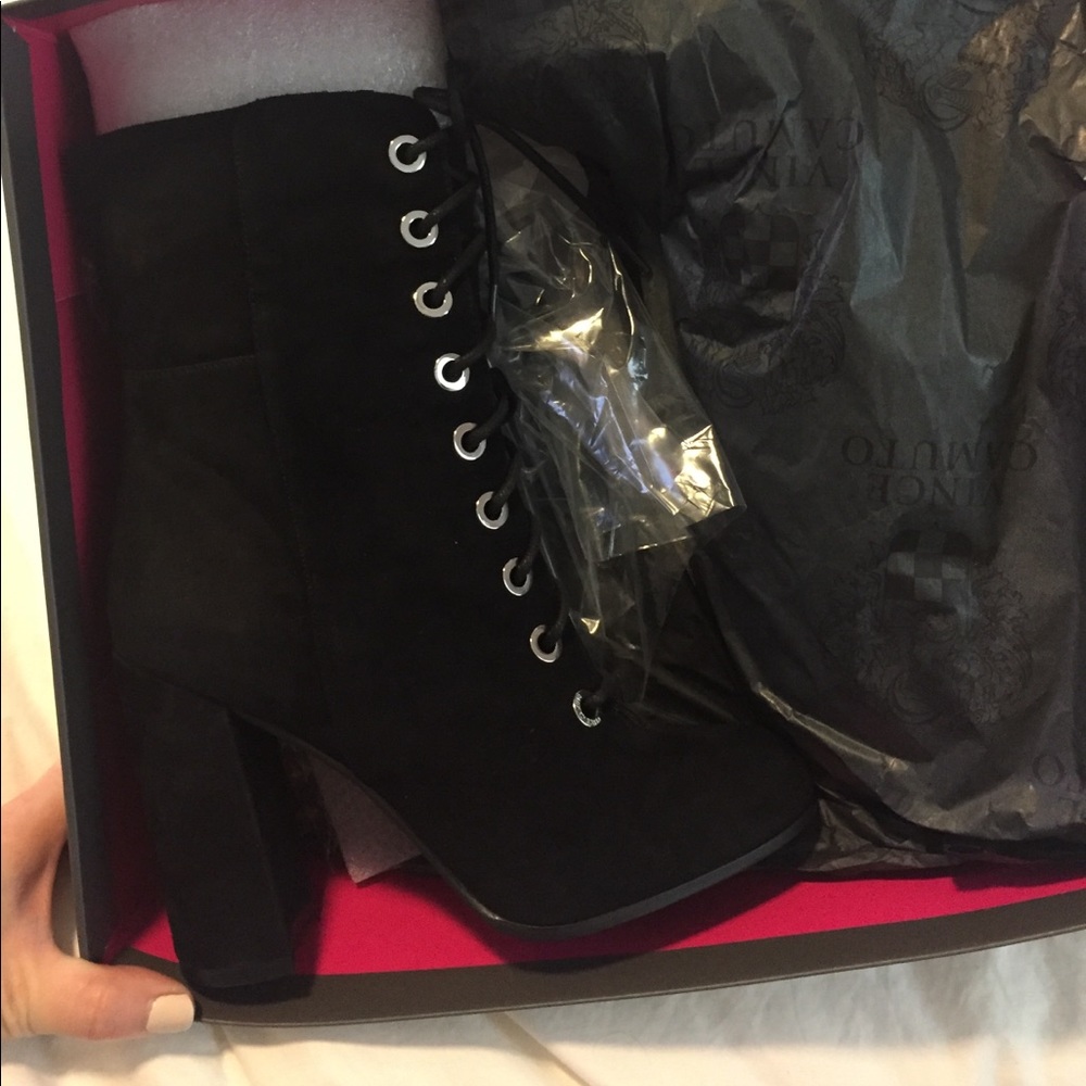 Vince Camuto black suede booties