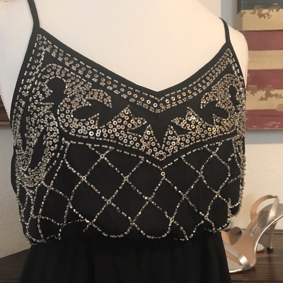 Black beaded midi cocktail dress NWT - Picture 2 of 5