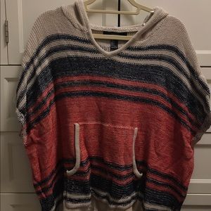 hooded short sleeve poncho