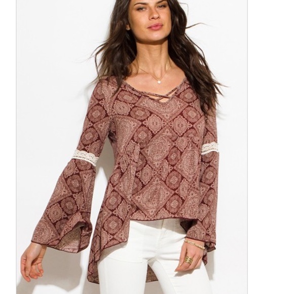 Caged Front Boho Style Top M - Picture 3 of 3