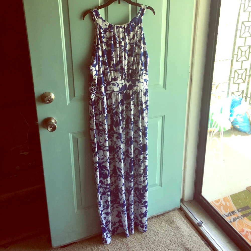 Blue floral maxi dress
