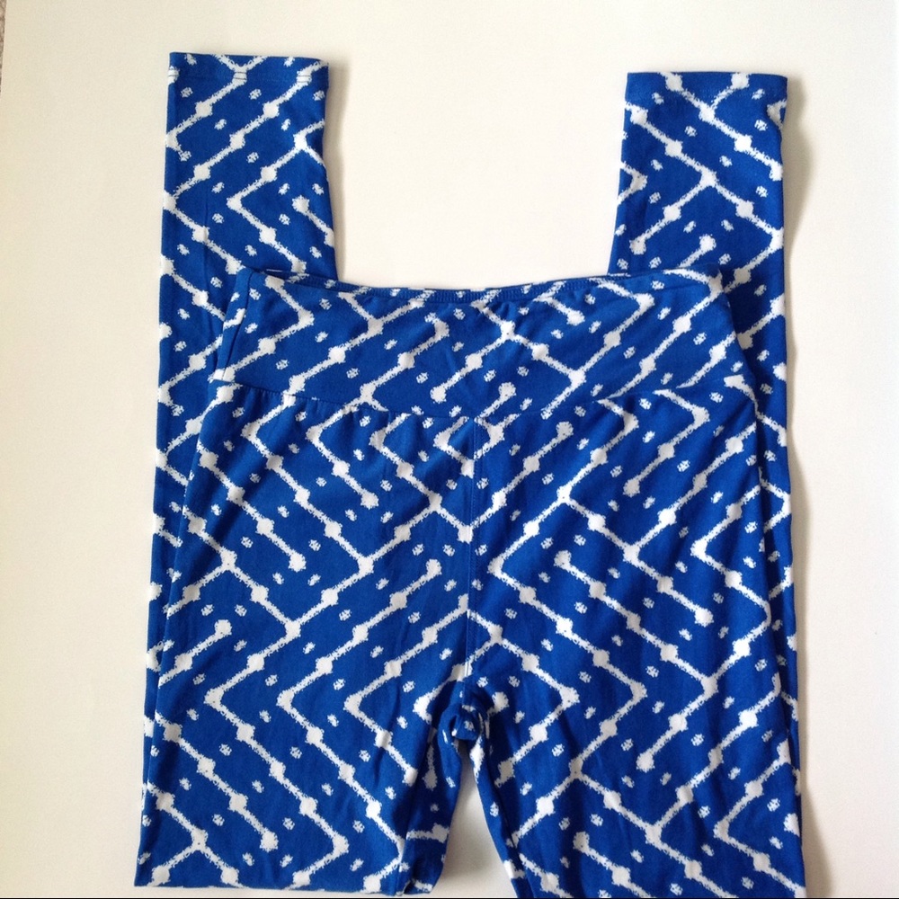 Lularoe Blue Abstract Lightning Pattern Leggings - image 3