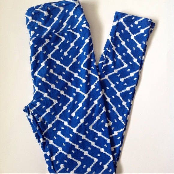 LULAROE Blue Abstract Lightning Pattern Leggings - Picture 1 of 4