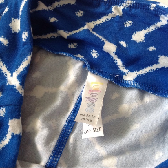 LULAROE Blue Abstract Lightning Pattern Leggings - Picture 4 of 4