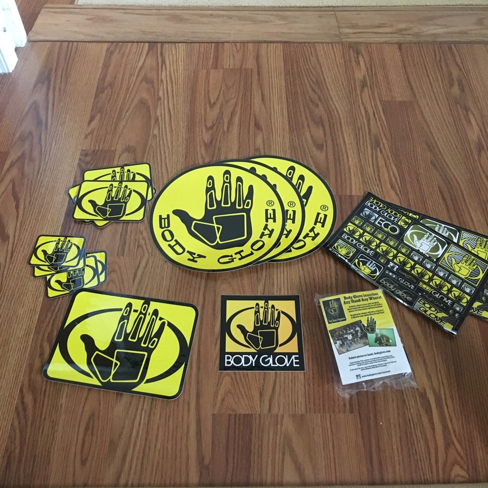 Bundle of Body Glove stickers with blow up Glove