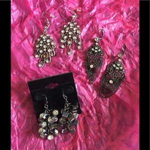 3 pair of blingy earrings