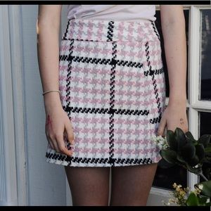 Houndstooth Pink Mini Skirt