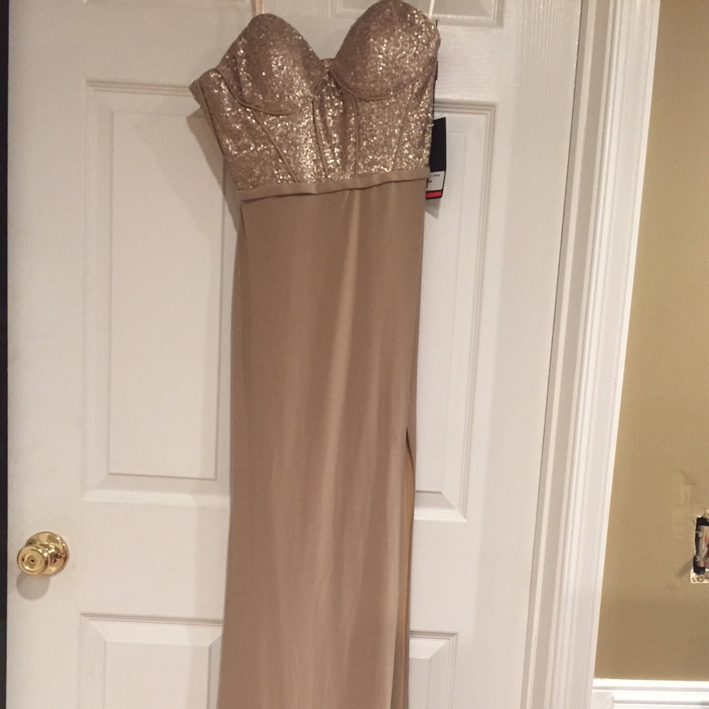 Gold/nude La Femme Gown
