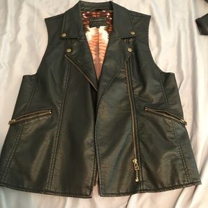 Black leather vest