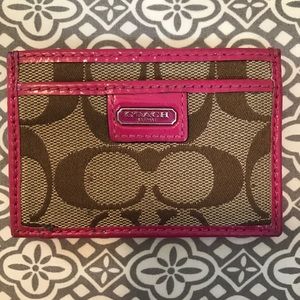 Coach pink card holder