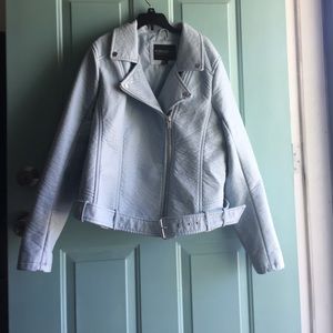 Plus size faux leather moto jacket
