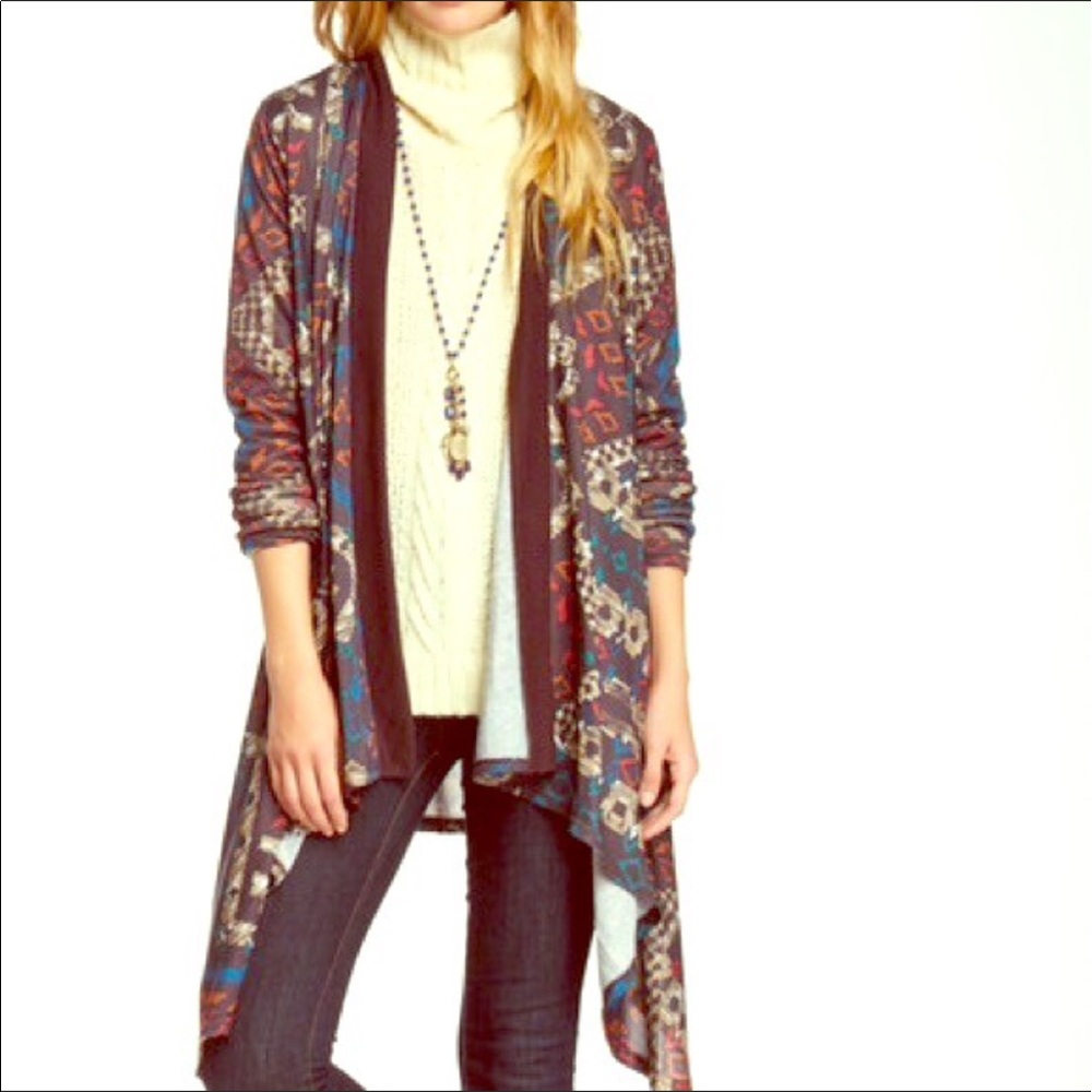 Liberty Love asymmetrical Aztec cardigan