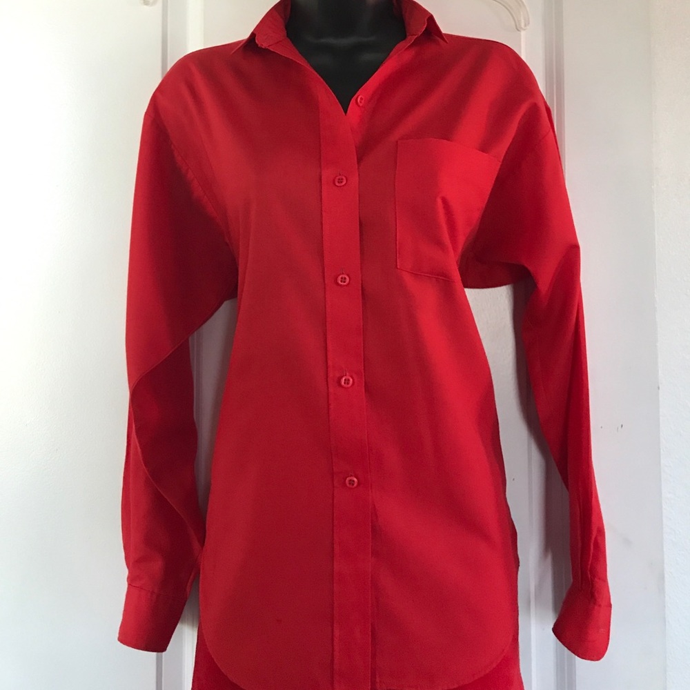 Tomato Red Button-down Business Casual Shirt