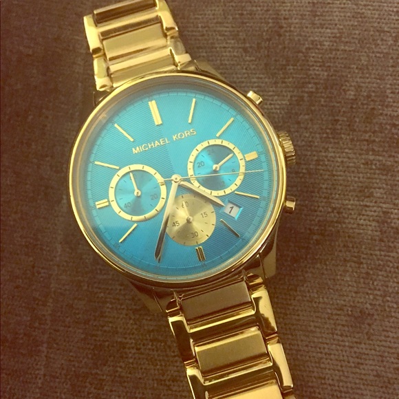 Michael Kors gold and turquoise watch - Picture 2 of 5