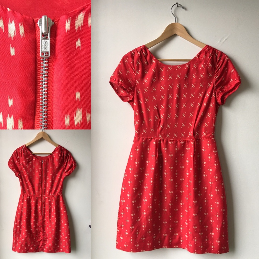J Crew Red Printed Dress