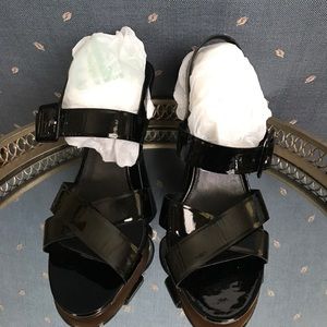 New JCrew Sydney Patent sandals size 9.5 black