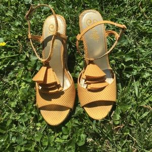 Yellow polka dot wedges