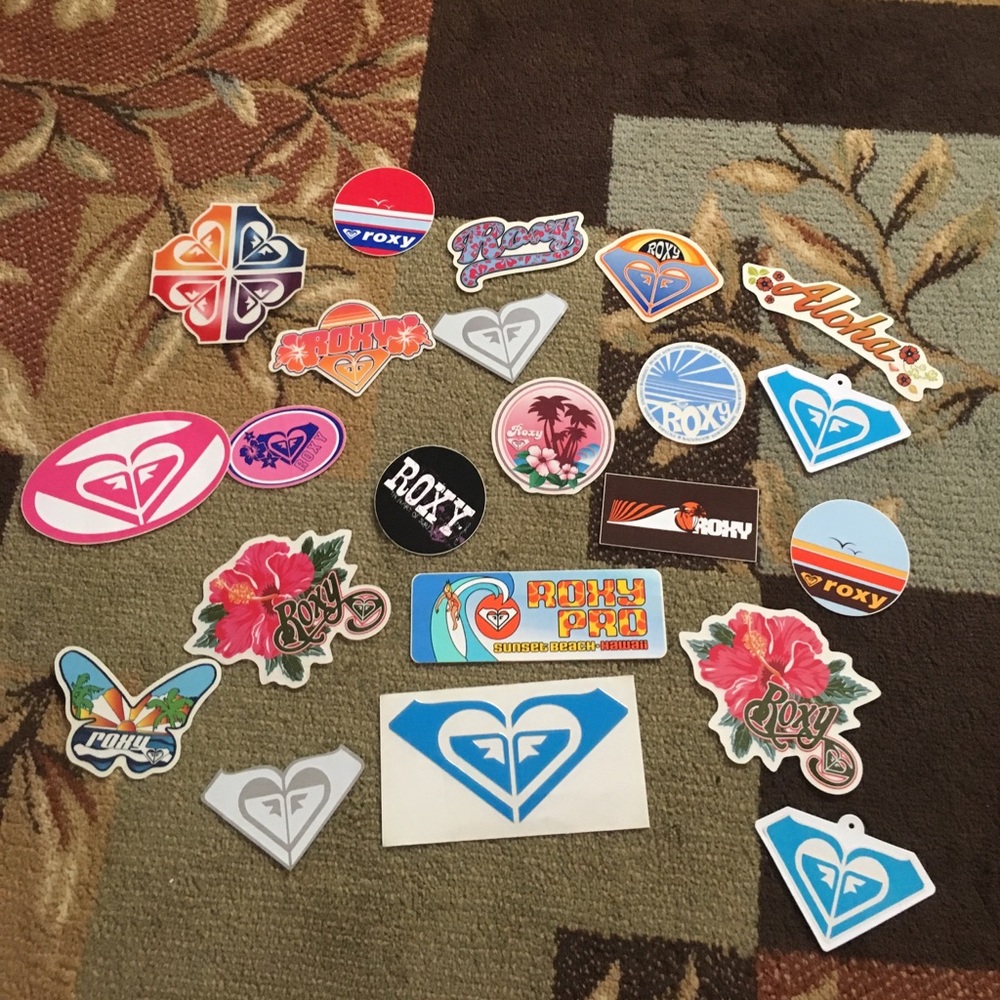 Variety of Roxy stickers