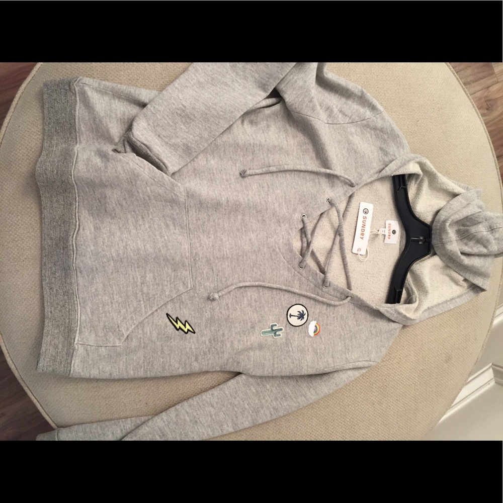 Sundry lace up sweatshirt with hood - Picture 1 of 2