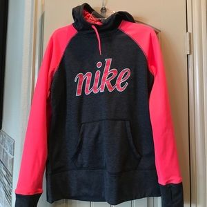 Nike Grey and Coral Hoodie