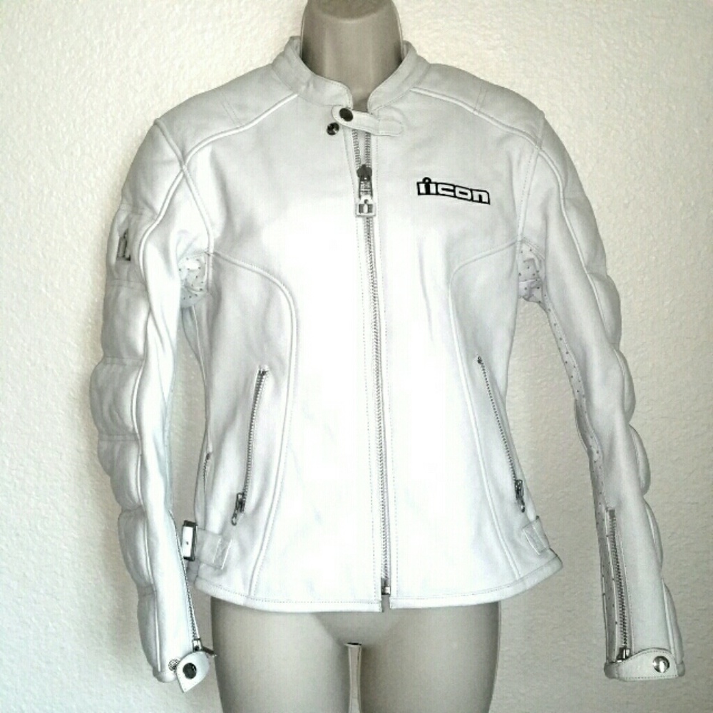 IIcon White Leather Moto Jacket